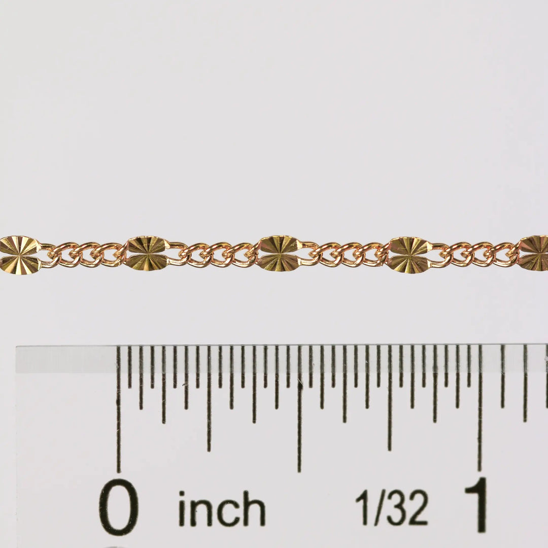 Angelica Permanent Jewelry Chain, Figaro Design, Starburst Links, Available in Gold Filled and Silver by Sunstone Welders