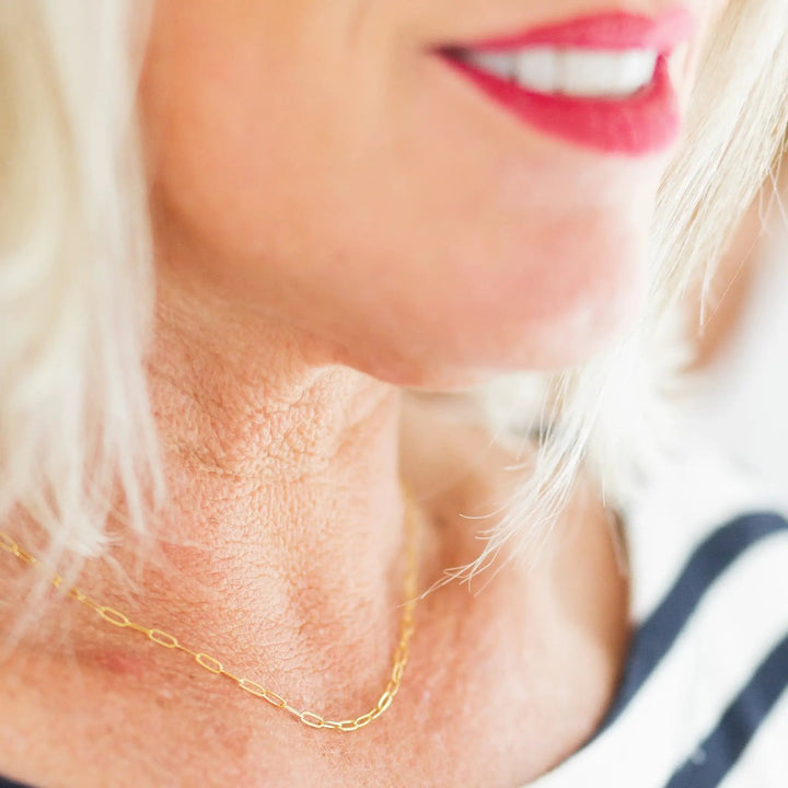 Chloe Permanent Jewelry Chain, Oval Cable Design, Flat Oval Links, Available in Gold Options and Silver by Sunstone Welders