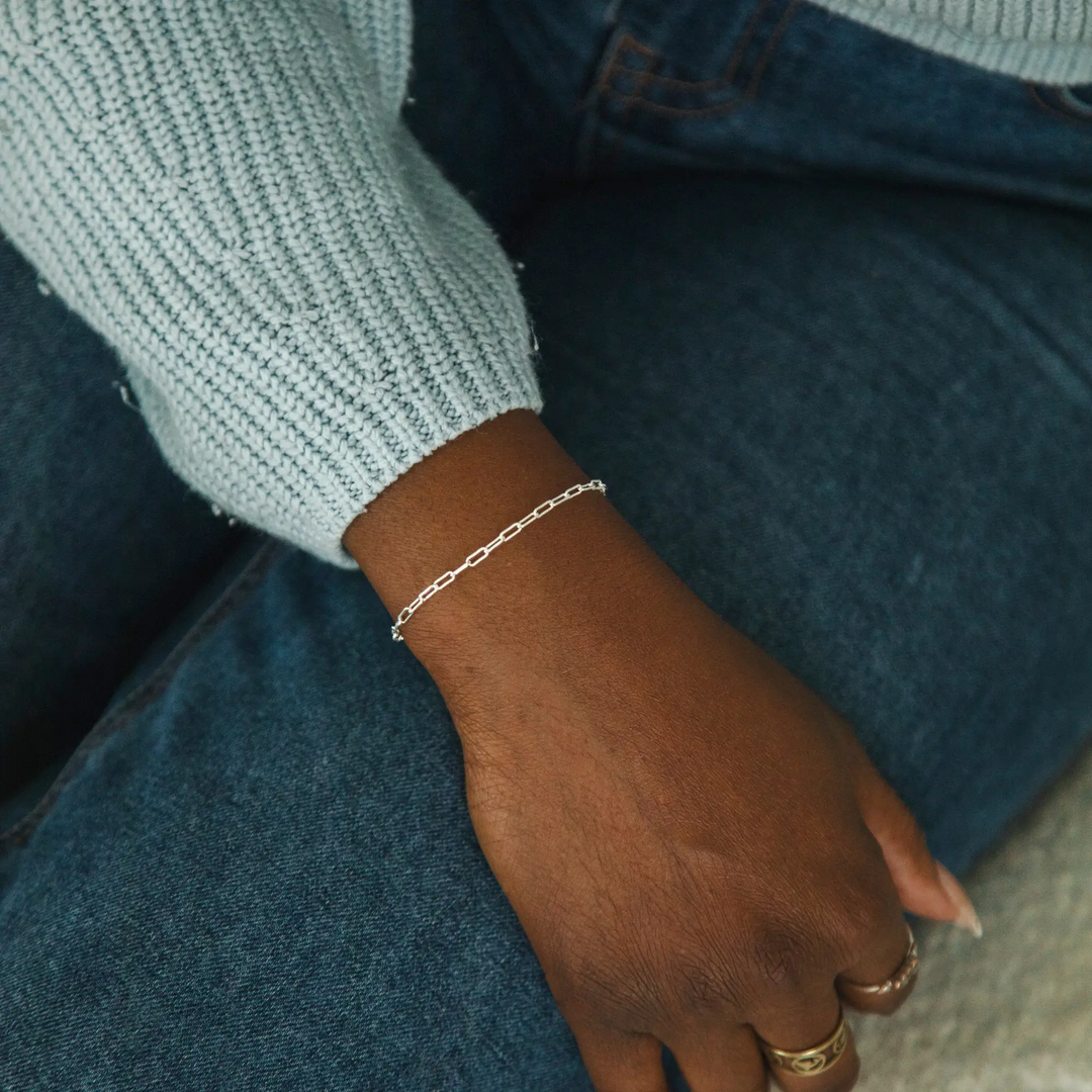 Leah Permanent Jewelry Chain, Cable Design, Alternating Smooth and Oval Links, Available in Silver by Sunstone Welders