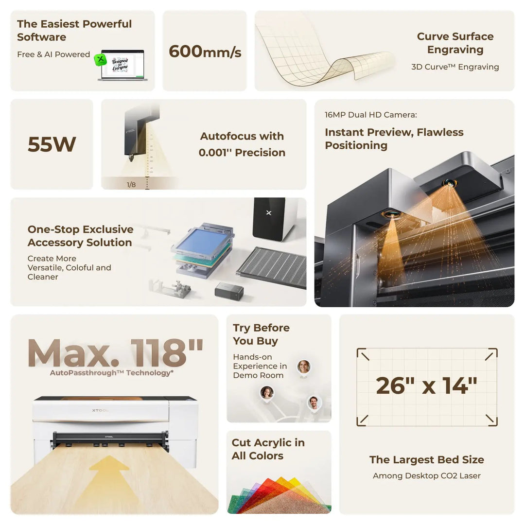 xTool P2S 55W Desktop CO2 Laser Cutter by xTool
