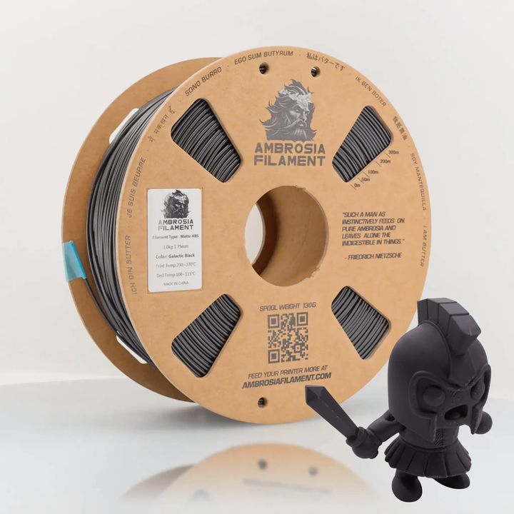AMBROSIA ABS Matte Filament of the Gods - 1KG Bambu AMS Friendly Cardboard Spools Premium 3D Printing Filament by West3D 3D Printing Supplies