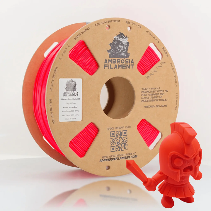 AMBROSIA ABS Matte Filament of the Gods - 1KG Bambu AMS Friendly Cardboard Spools Premium 3D Printing Filament by West3D 3D Printing Supplies