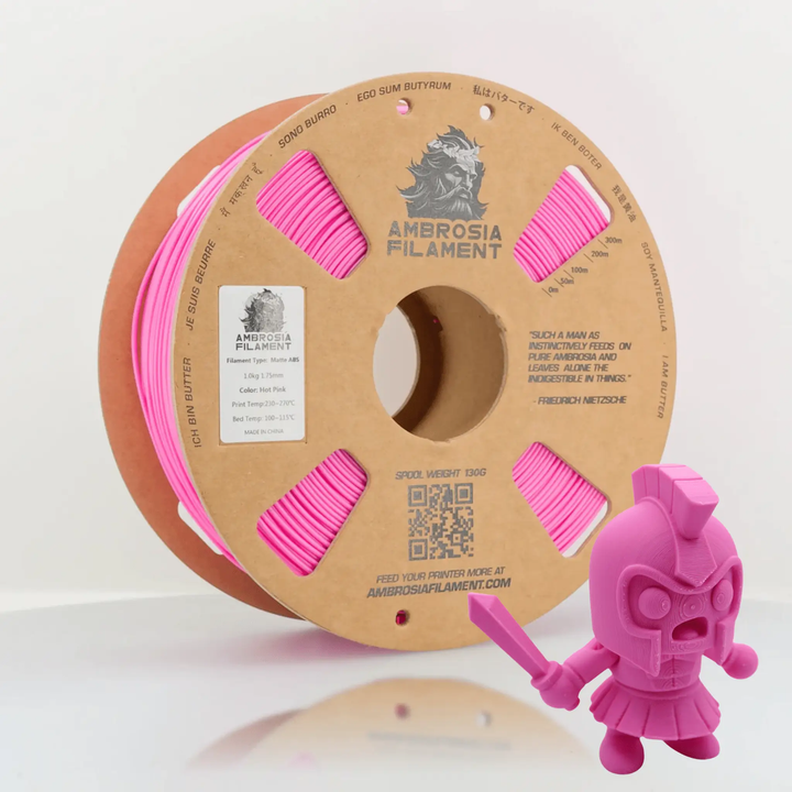 AMBROSIA ABS Matte Filament of the Gods - 1KG Bambu AMS Friendly Cardboard Spools Premium 3D Printing Filament by West3D 3D Printing Supplies