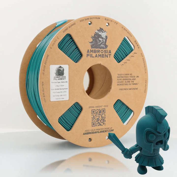 AMBROSIA ABS Matte Filament of the Gods - 1KG Bambu AMS Friendly Cardboard Spools Premium 3D Printing Filament by West3D 3D Printing Supplies