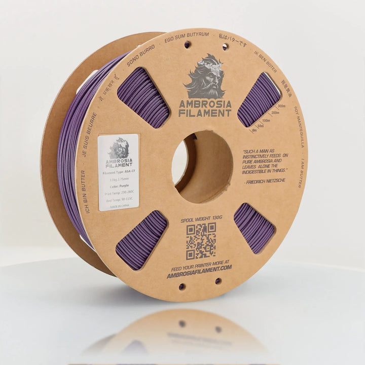 AMBROSIA ASA-CF Filament of the Gods - 1KG Bambu AMS Friendly Cardboard Spools Premium 3D Printing Filament by West3D 3D Printing Supplies