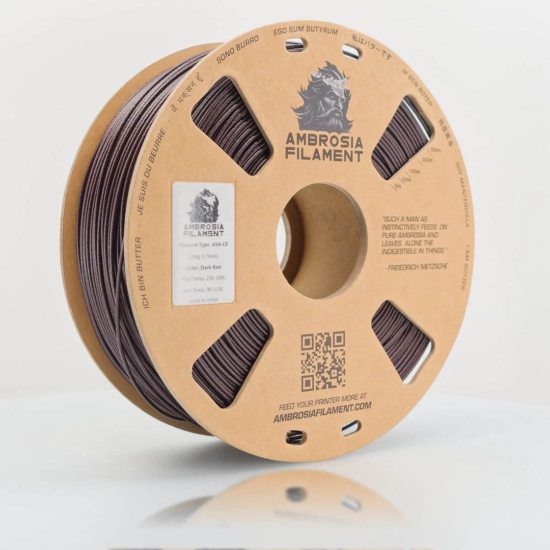 AMBROSIA ASA-CF Filament of the Gods - 1KG Bambu AMS Friendly Cardboard Spools Premium 3D Printing Filament by West3D 3D Printing Supplies