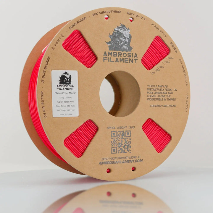 AMBROSIA ASA-GF Glass Filled ASA Filament of the Gods - 1KG Bambu AMS Friendly Cardboard Spools Premium 3D Printing Filament by West3D 3D Printing Supplies