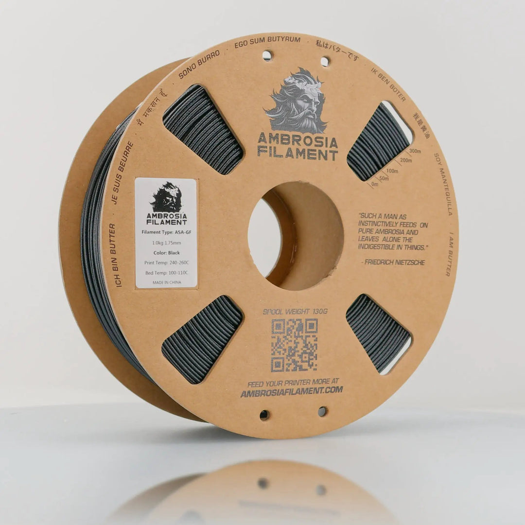 AMBROSIA ASA-GF Glass Filled ASA Filament of the Gods - 1KG Bambu AMS Friendly Cardboard Spools Premium 3D Printing Filament by West3D 3D Printing Supplies