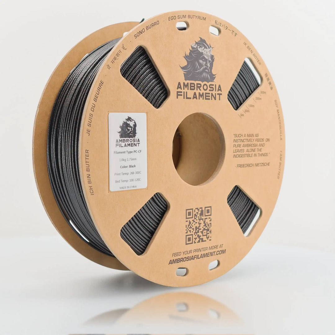 AMBROSIA PC-CF Filament of the Gods - 1KG Bambu AMS Friendly Cardboard Spools Premium 3D Printing Filament House Polycarbonate CF PCCF by West3D 3D Printing Supplies