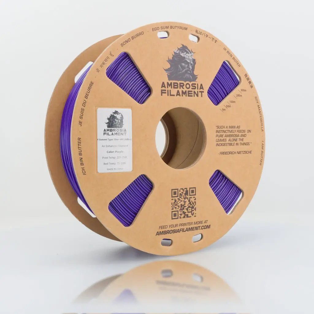 AMBROSIA Uber ABS Filament of the Gods - 1KG Bambu AMS Friendly Cardboard Spools Premium 3D Printing Filament ABS+ by West3D 3D Printing Supplies