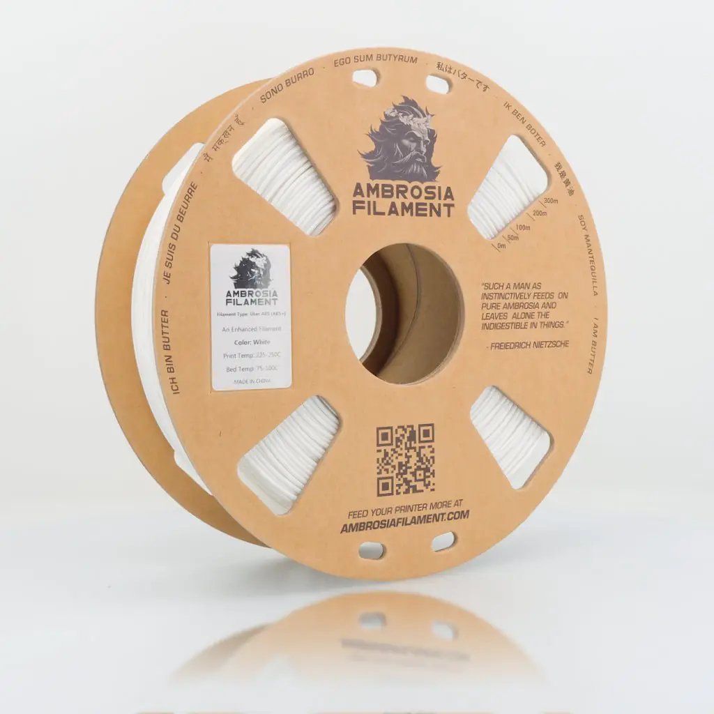 AMBROSIA Uber ABS Filament of the Gods - 1KG Bambu AMS Friendly Cardboard Spools Premium 3D Printing Filament ABS+ by West3D 3D Printing Supplies