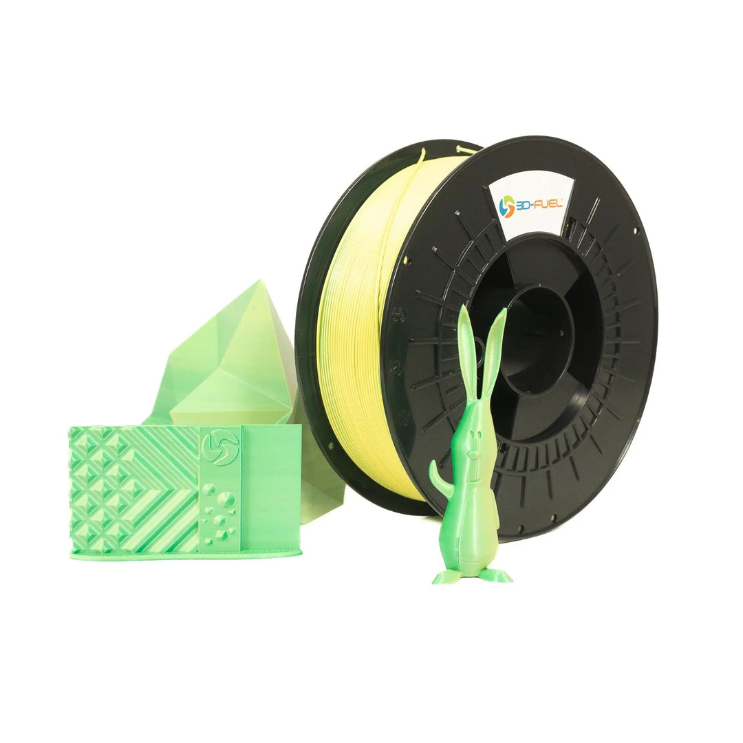 Dual-Color Silk PLA+, Silky Lemon Lime, 1.75mm by 3D-Fuel