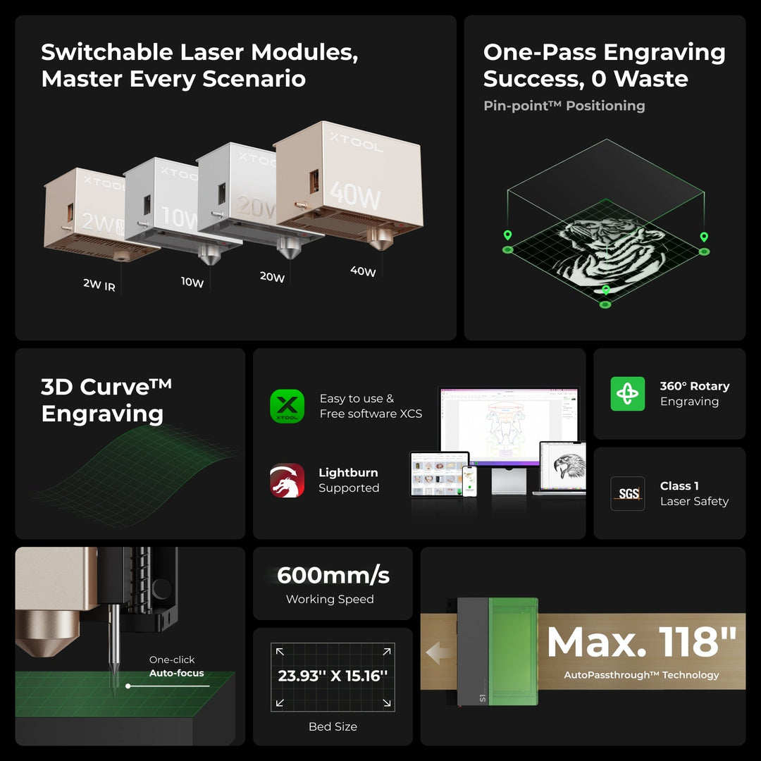 xTool S1 Enclosed Diode Laser Cutter by xTool