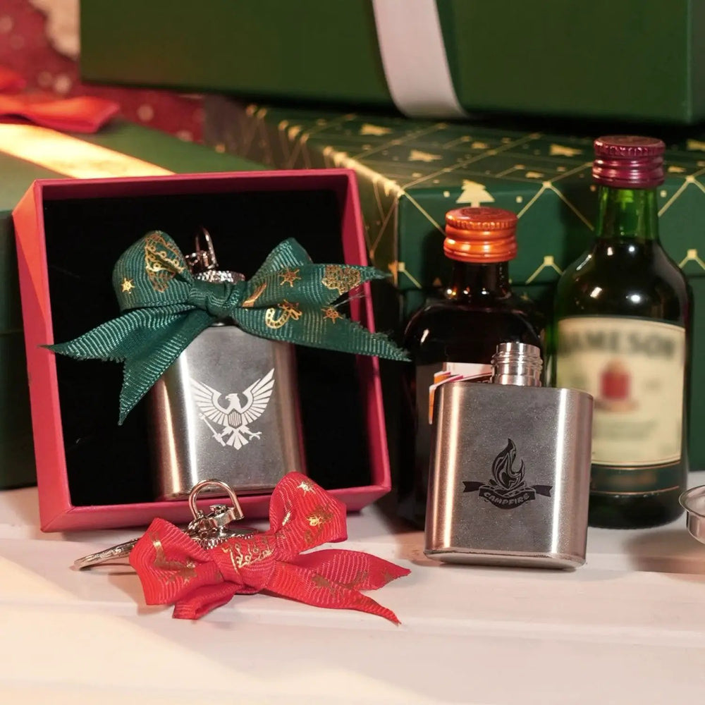 Mini Stainless Steel Flask with Funnel, Pocket Flask Keychain (1 OZ) by LaserPecker