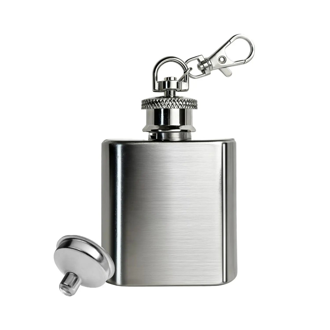 Mini Stainless Steel Flask with Funnel, Pocket Flask Keychain (1 OZ) by LaserPecker