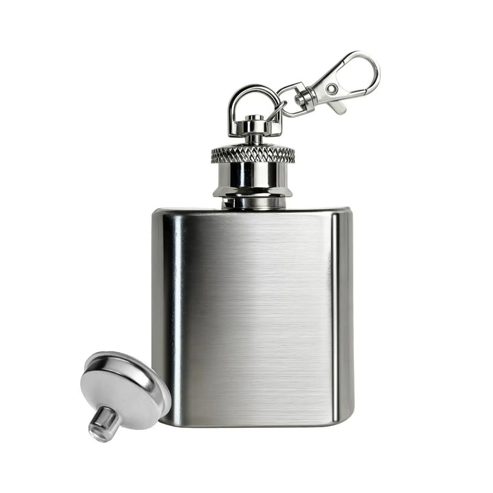 Mini Stainless Steel Flask with Funnel, Pocket Flask Keychain (1 OZ) by LaserPecker