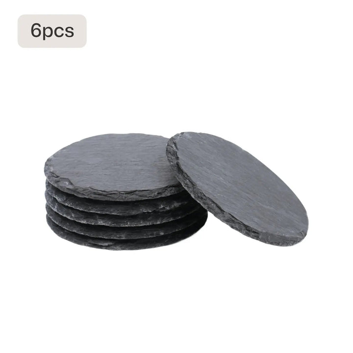 Stone Slate Coasters Circle Black (6pcs / 24pcs) by LaserPecker