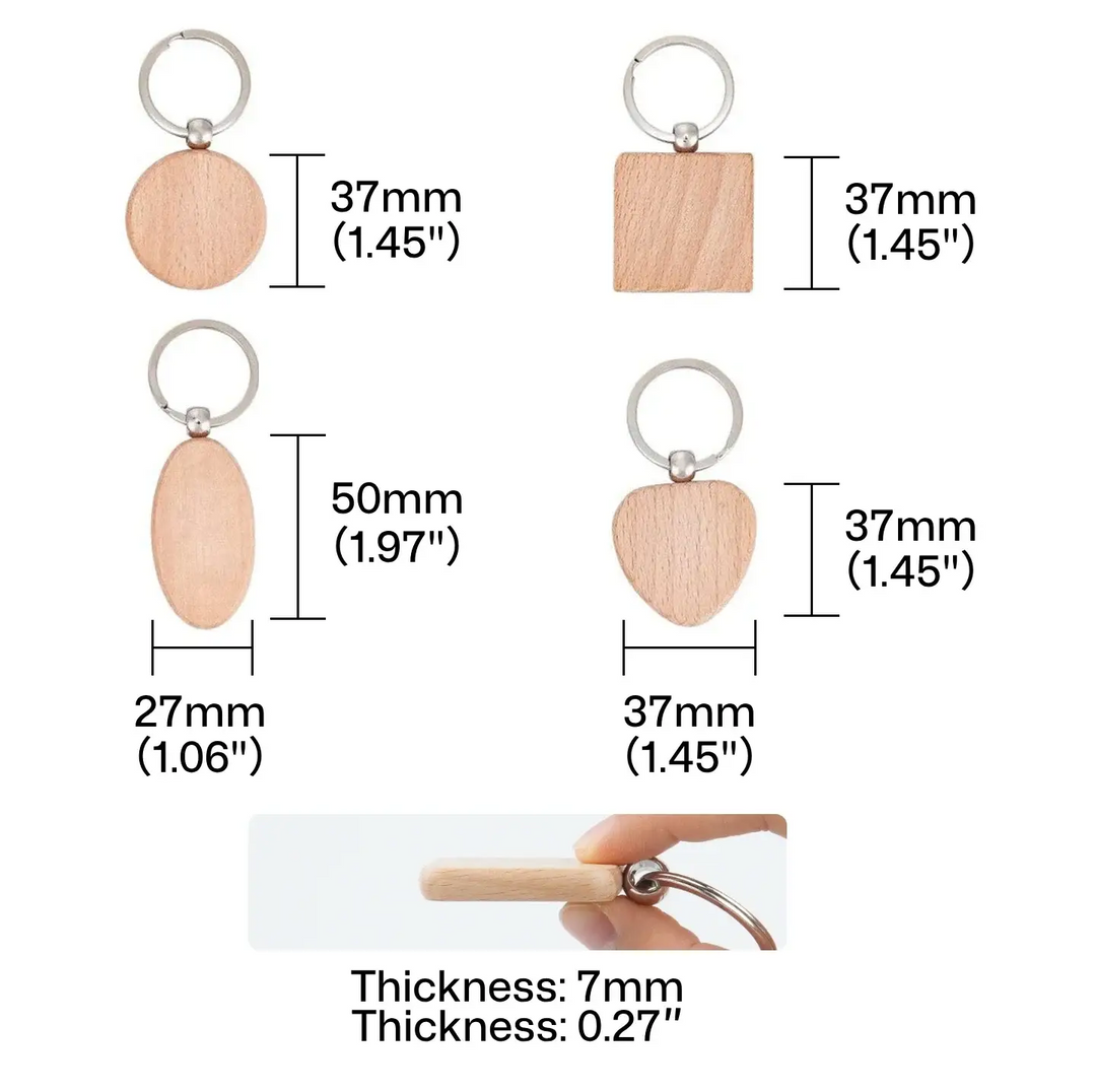 Random Blank Wooden Keychain (20pcs) by LaserPecker