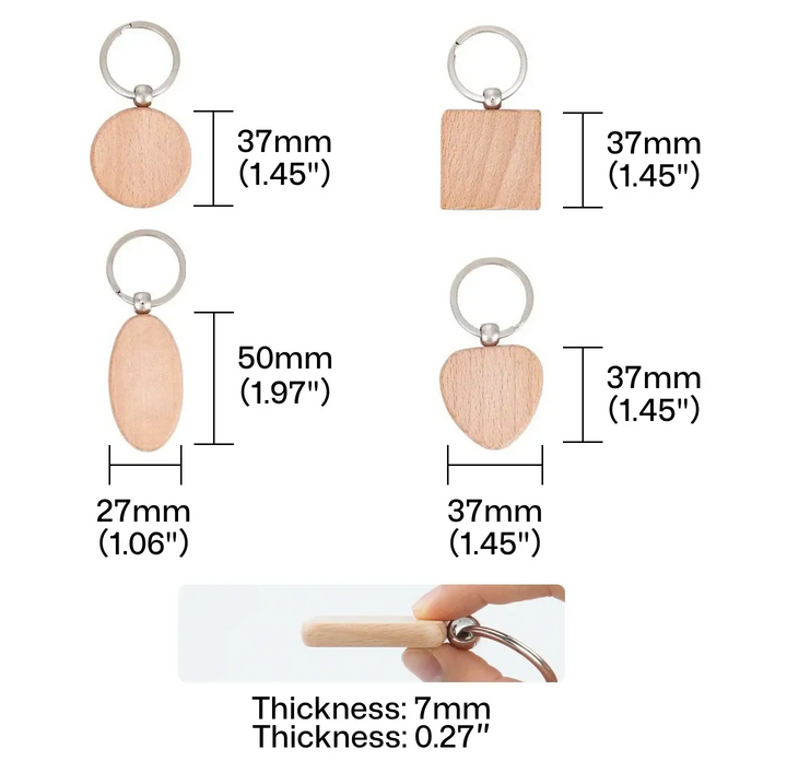 Random Blank Wooden Keychain (20pcs) by LaserPecker