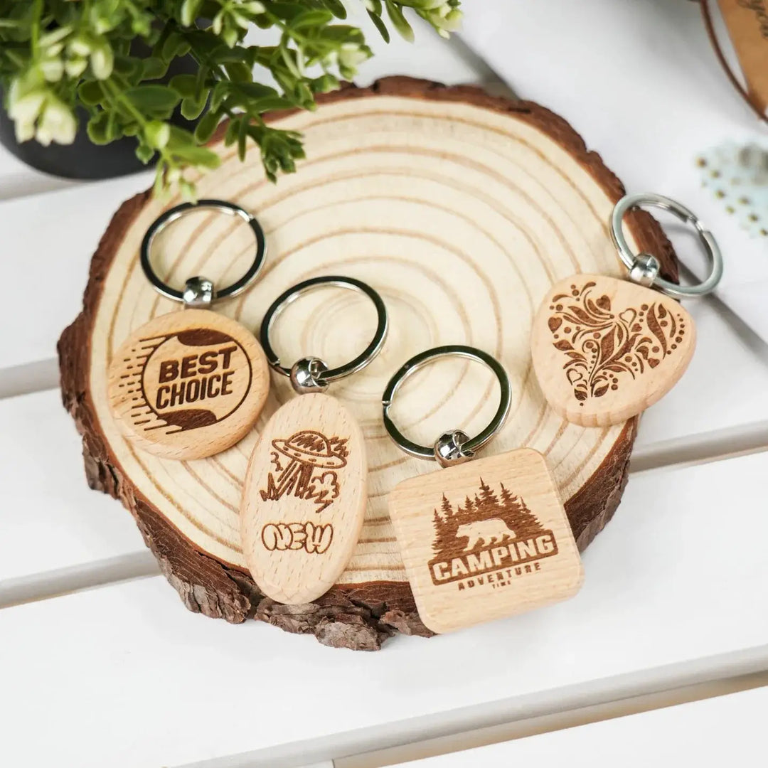 Random Blank Wooden Keychain (20pcs) by LaserPecker