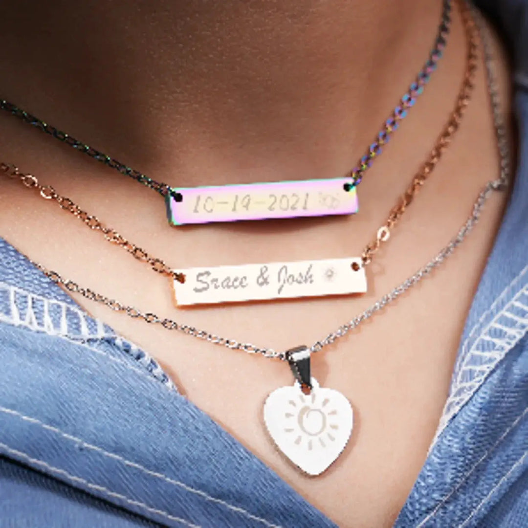 Stainless Steel Horizontal Bar Necklace (10pcs) by LaserPecker