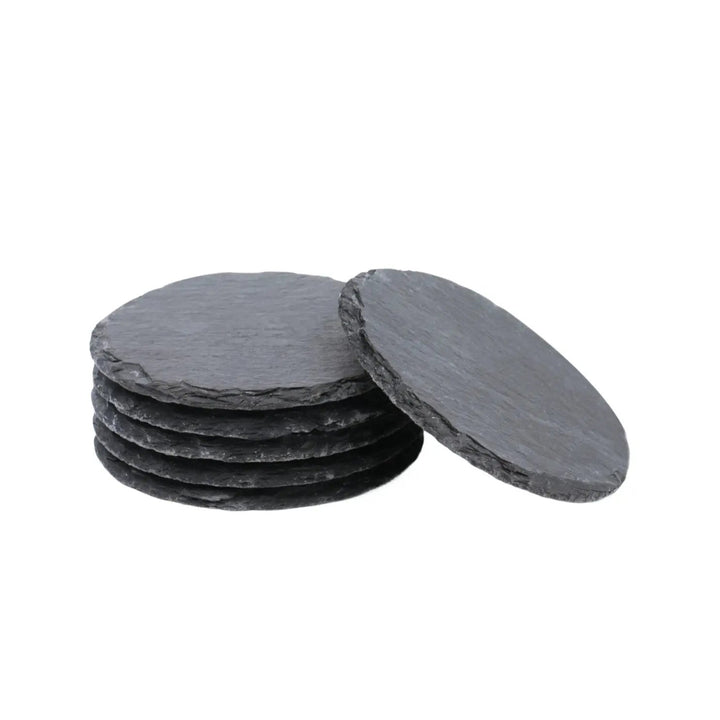 Stone Slate Coasters Circle Black (6pcs / 24pcs) by LaserPecker