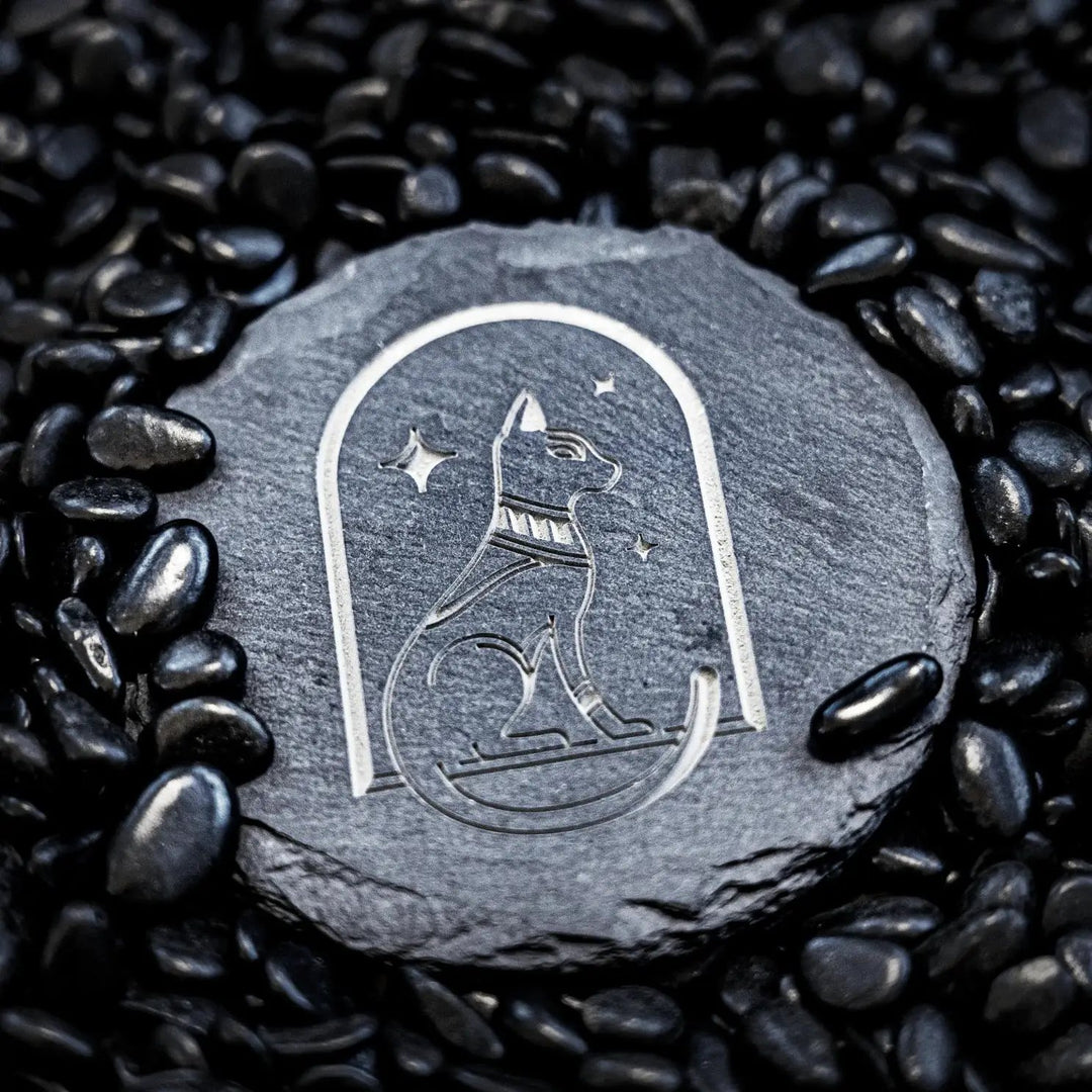 Stone Slate Coasters Circle Black (6pcs / 24pcs) by LaserPecker