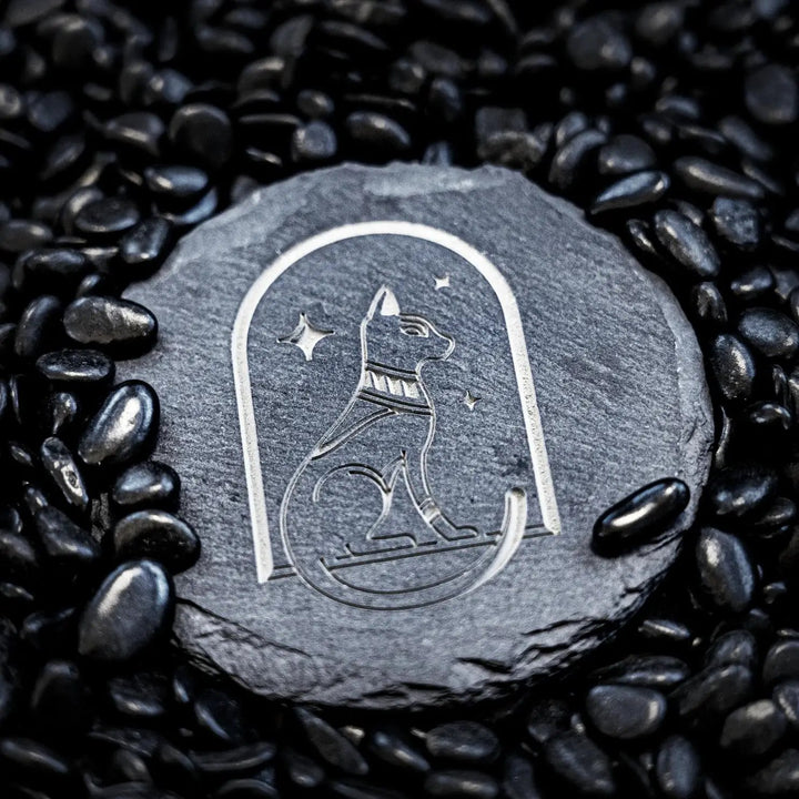 Stone Slate Coasters Circle Black (6pcs / 24pcs) by LaserPecker