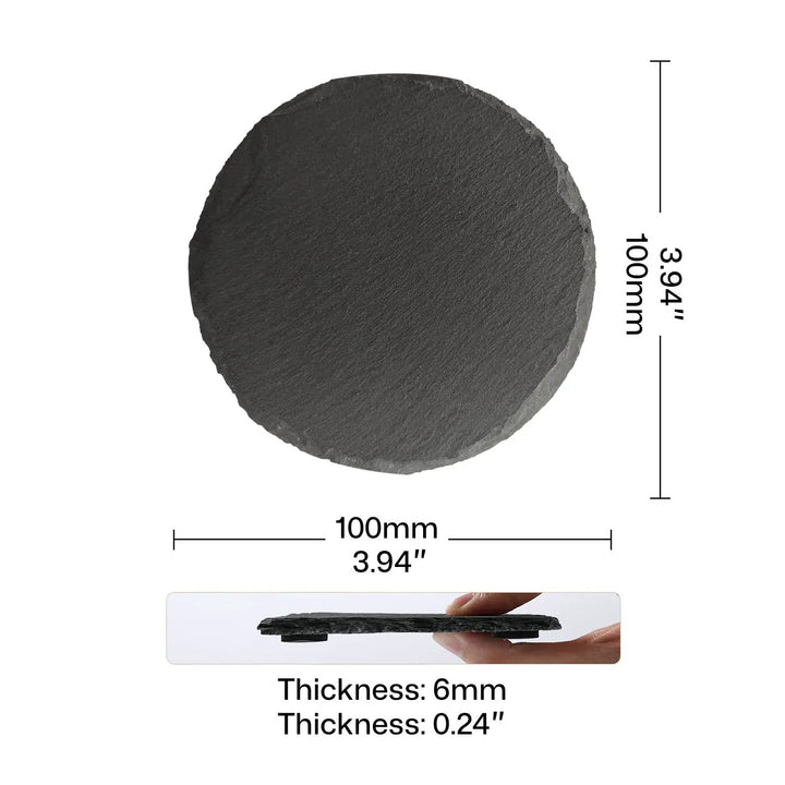 Stone Slate Coasters Circle Black (6pcs / 24pcs) by LaserPecker