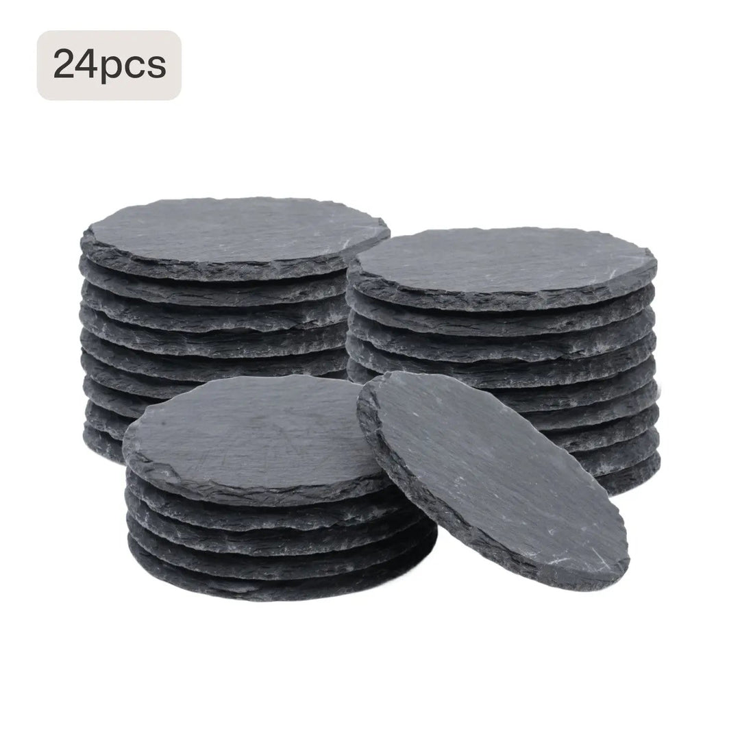 Stone Slate Coasters Circle Black (6pcs / 24pcs) by LaserPecker