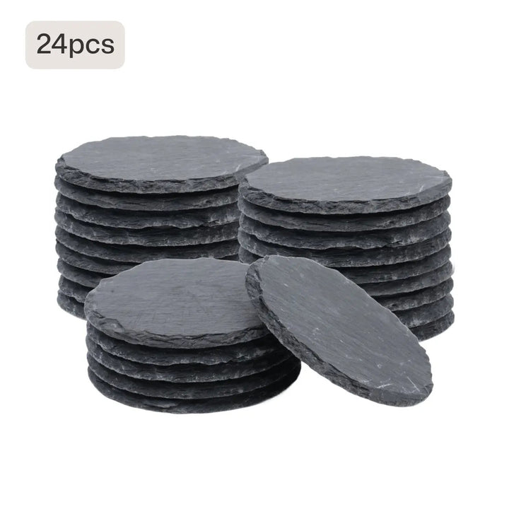 Stone Slate Coasters Circle Black (6pcs / 24pcs) by LaserPecker