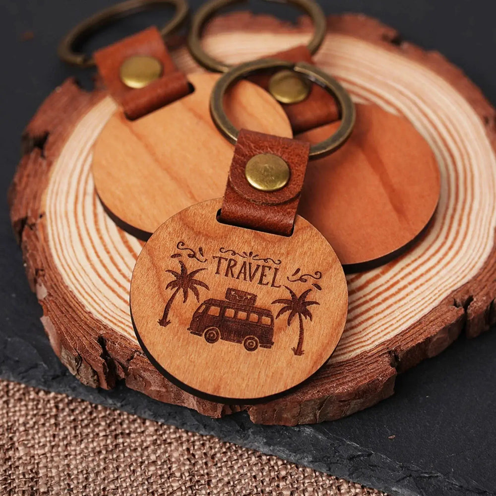 DIY Cherry Wood Circular Keychain (10pcs / 20pcs) by LaserPecker
