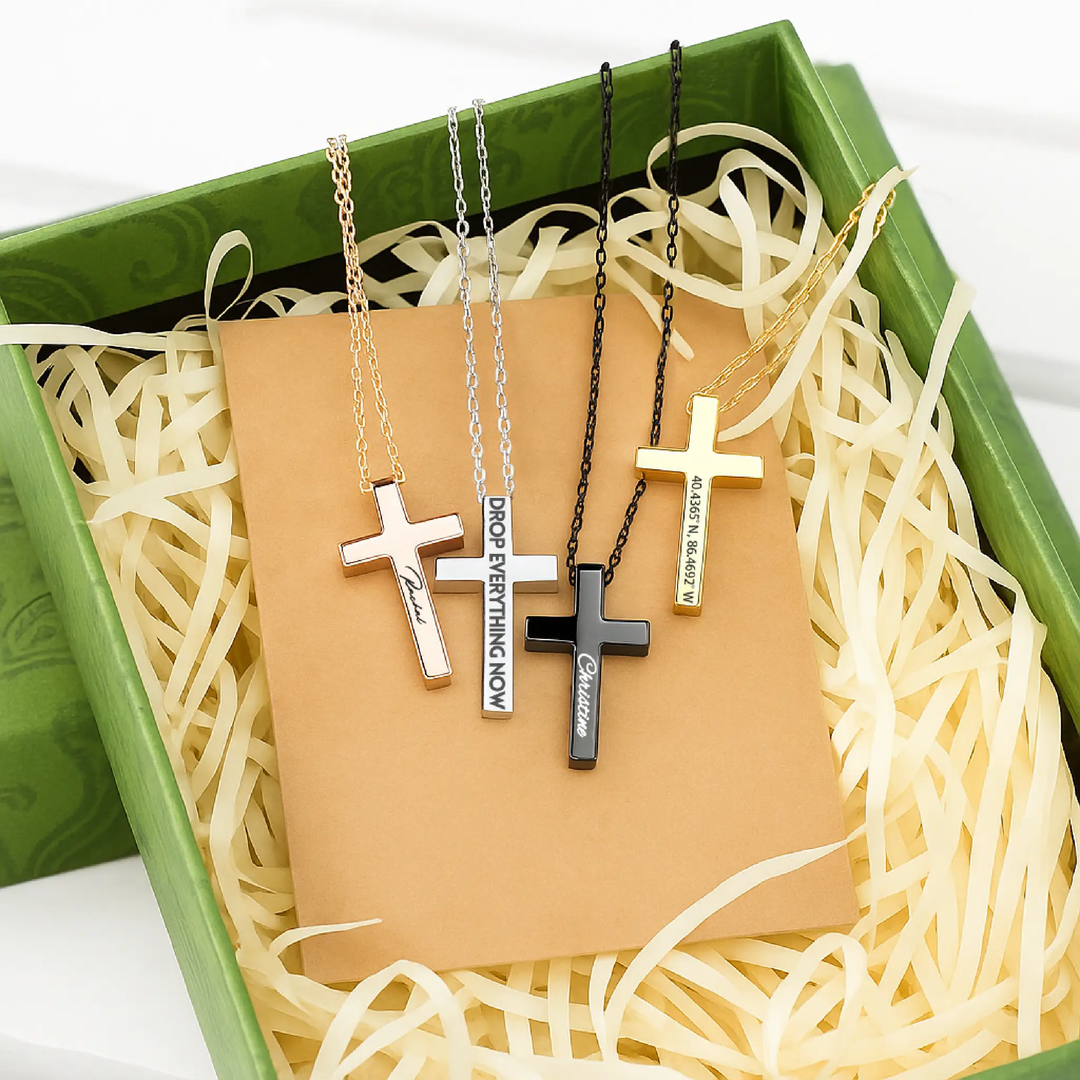 Stainless Steel Cross Pendant Necklace (8pcs) by LaserPecker