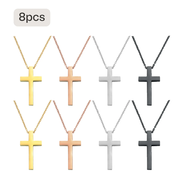 Stainless Steel Cross Pendant Necklace (8pcs) by LaserPecker