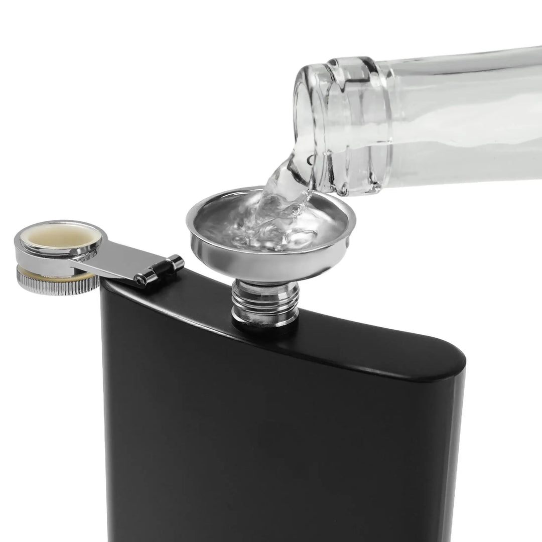Stainless Steel Hip Flask with Funnel and Cups (6 oz) by LaserPecker