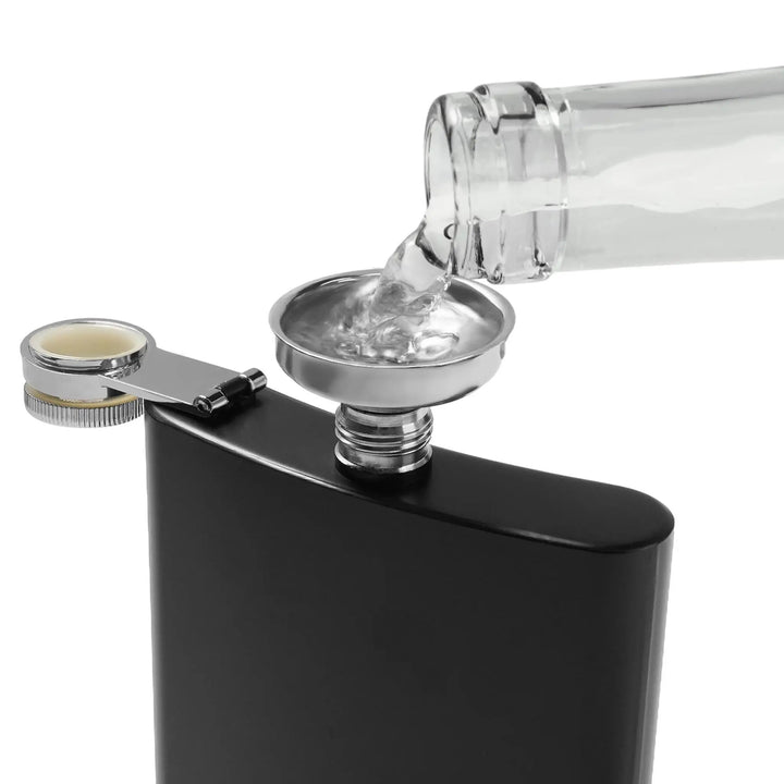 Stainless Steel Hip Flask with Funnel and Cups (6 oz) by LaserPecker