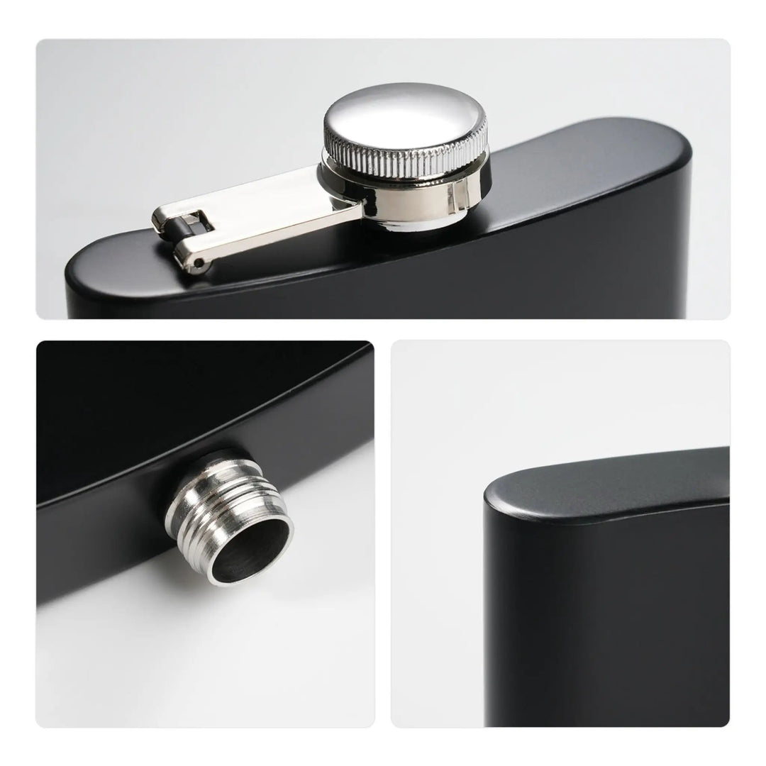 Stainless Steel Hip Flask with Funnel and Cups (6 oz) by LaserPecker