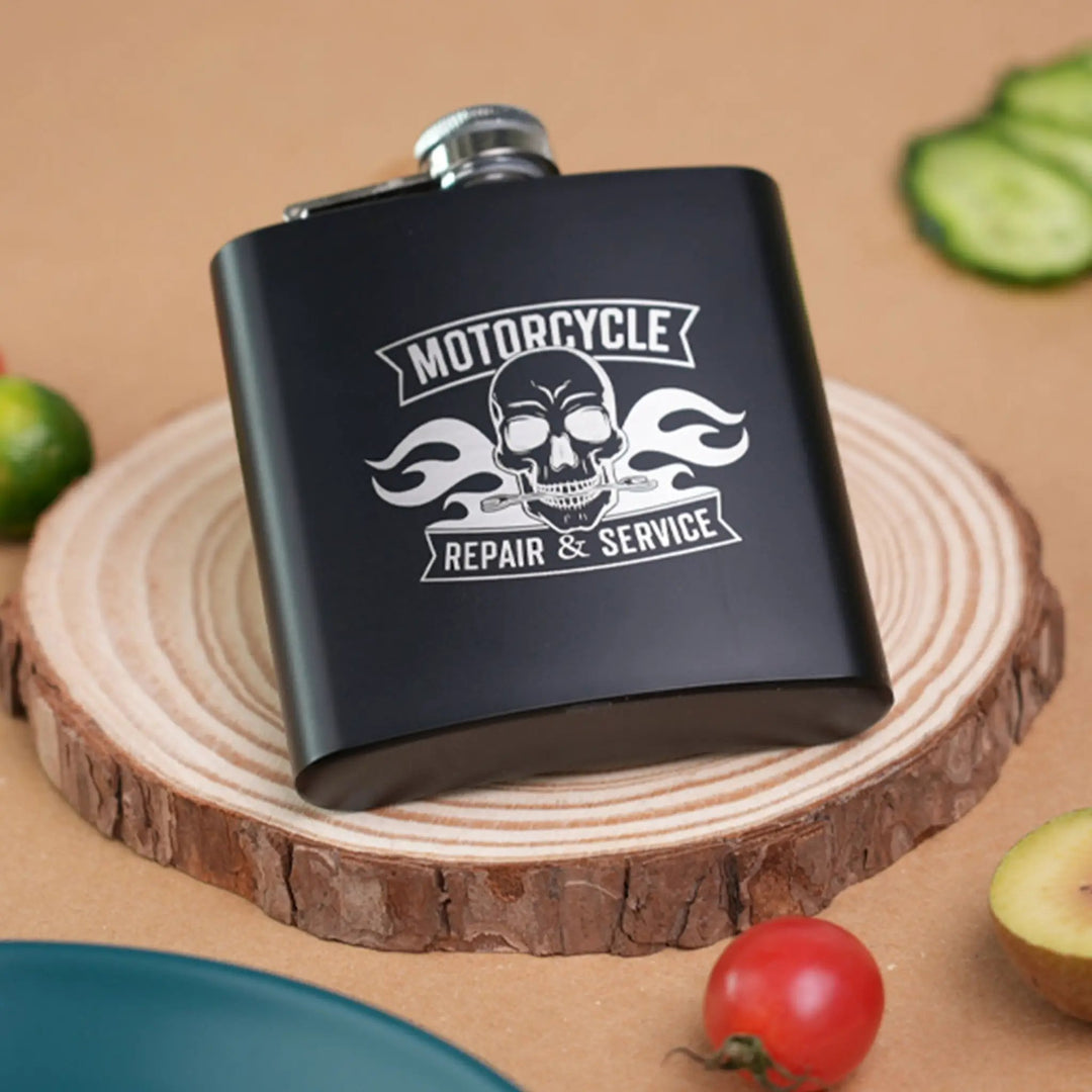 Stainless Steel Hip Flask with Funnel and Cups (6 oz) by LaserPecker