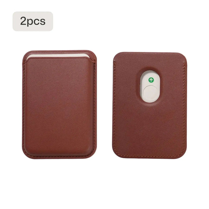 Magnetic Leather Card Holder for iPhone (2 pcs) by LaserPecker