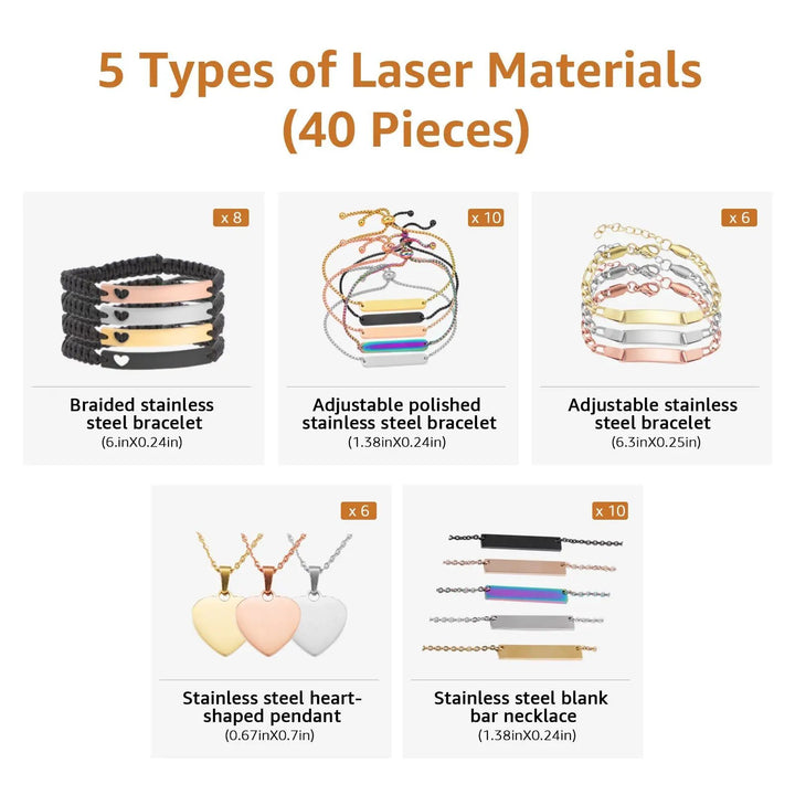 Metal Necklace and Bracelet Package (40 pcs) by LaserPecker
