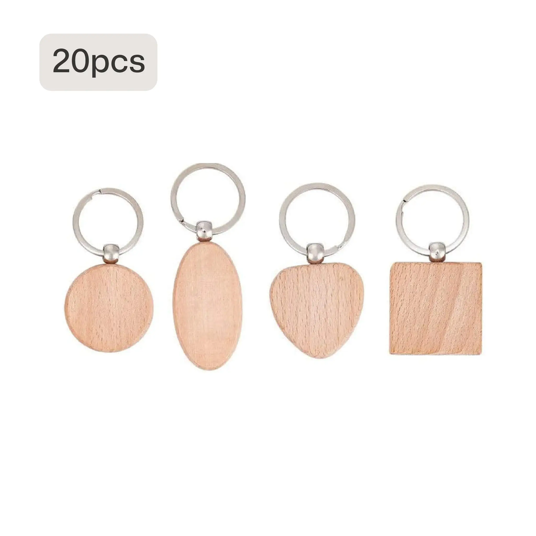 Random Blank Wooden Keychain (20pcs) by LaserPecker