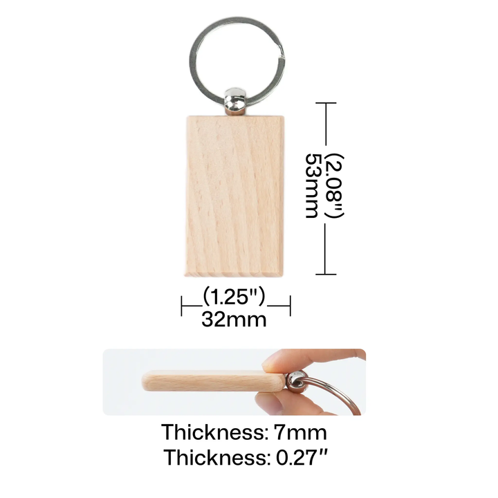 Blank Rectangular Wooden Keychain (20pcs / 40pcs) by LaserPecker