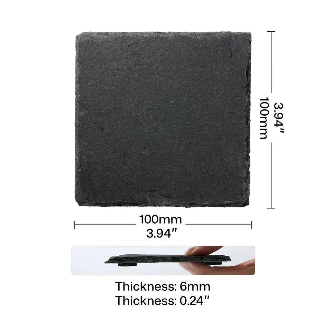 Stone Slate Coasters Square Black (6pcs / 24pcs) by LaserPecker