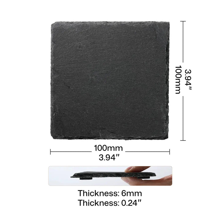 Stone Slate Coasters Square Black (6pcs / 24pcs) by LaserPecker