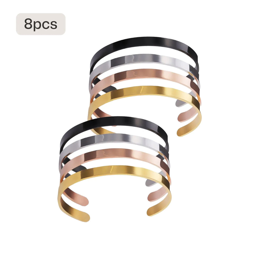 Stainless Steel Cuff Bracelets (8pcs) by LaserPecker