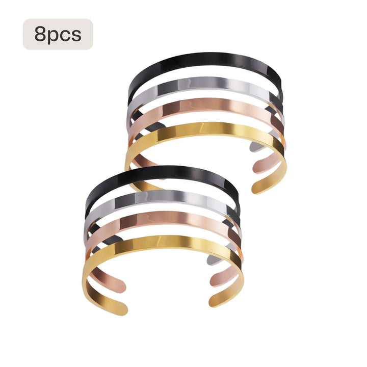 Stainless Steel Cuff Bracelets (8pcs) by LaserPecker