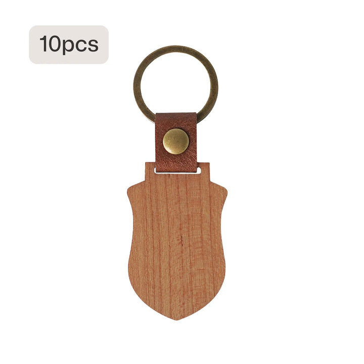 Blank Shield-shaped Wooden Keychains (10pcs / 20pcs) by LaserPecker