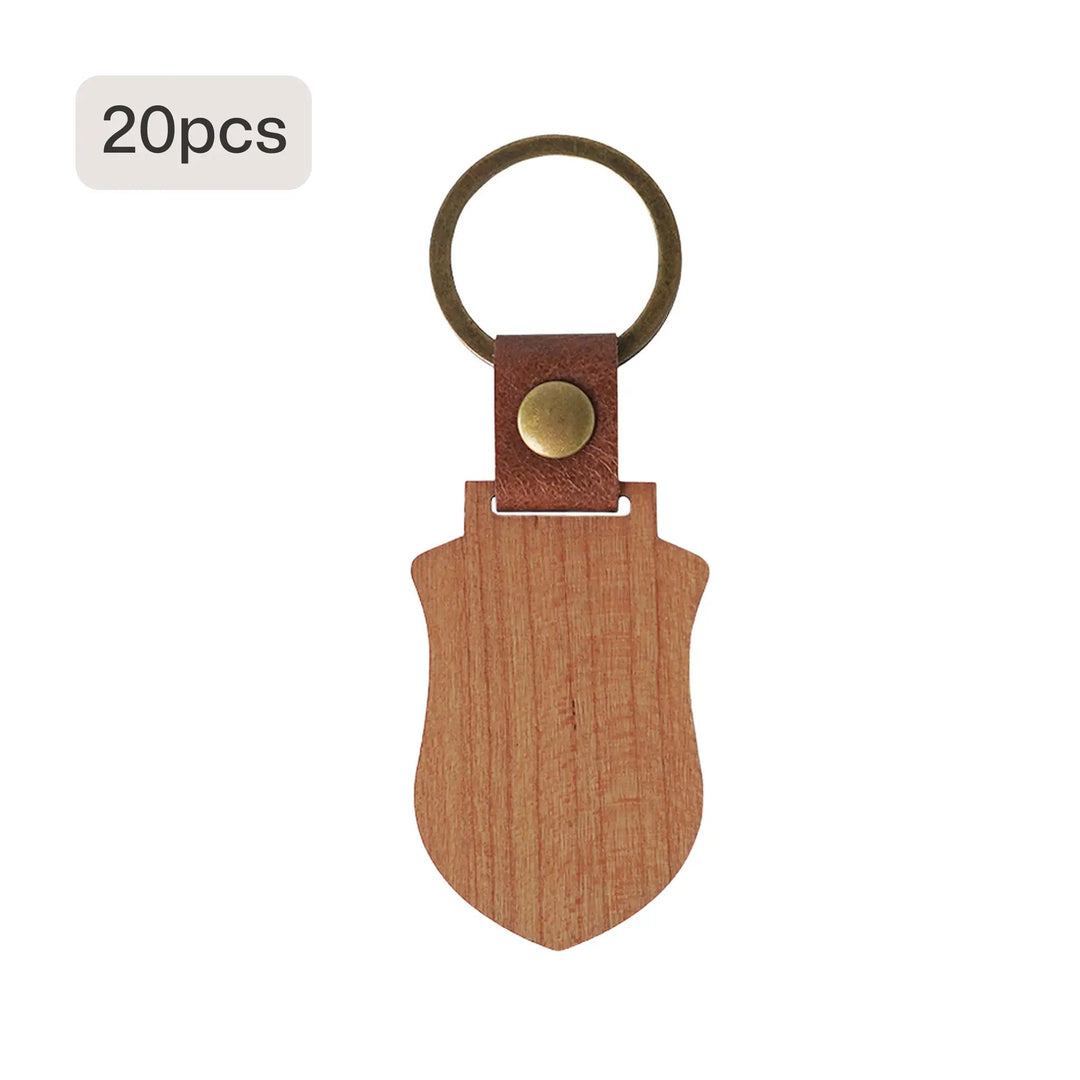 Blank Shield-shaped Wooden Keychains (10pcs / 20pcs) by LaserPecker