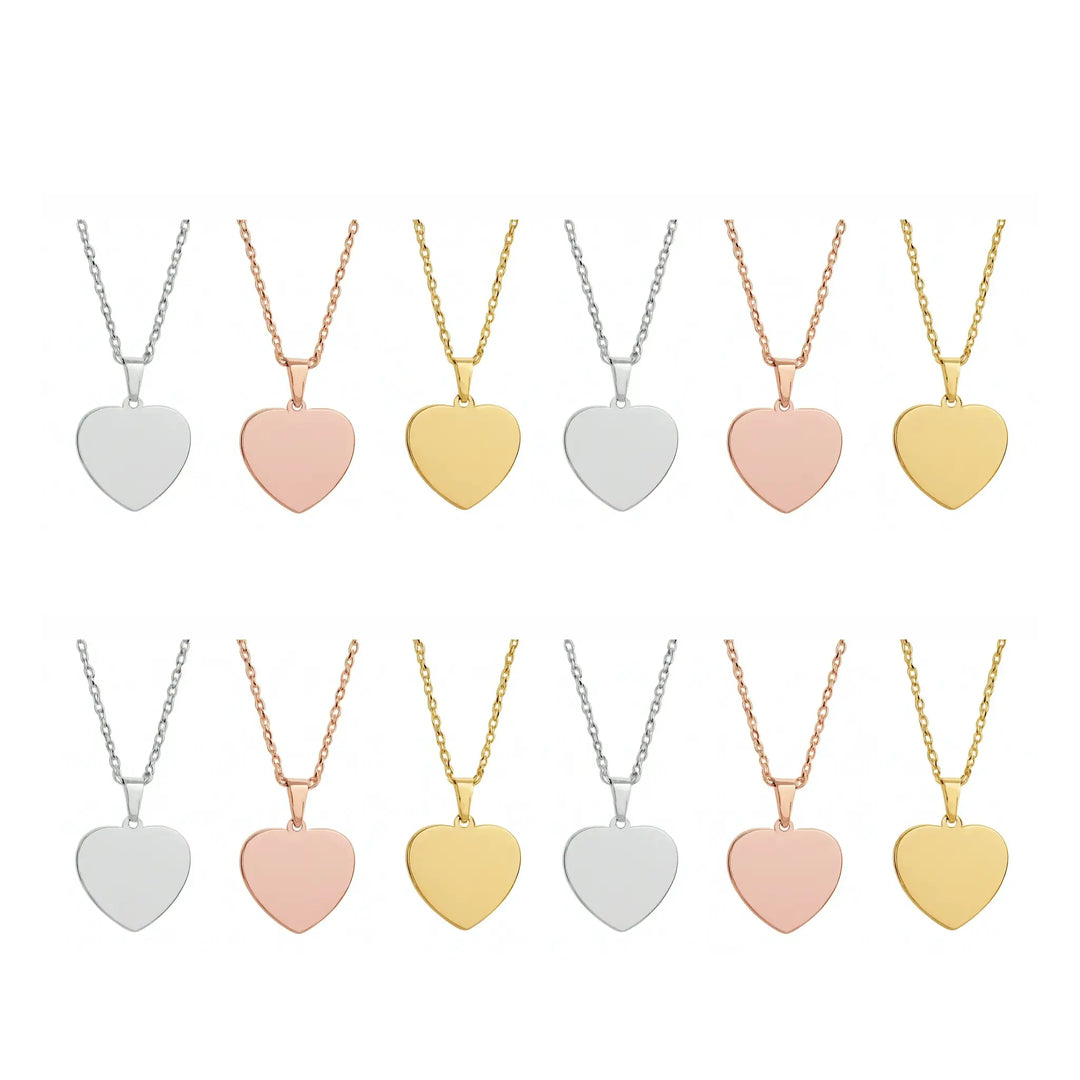 Stainless Steel Heart-Shaped Pendant Necklace (12pcs) by LaserPecker