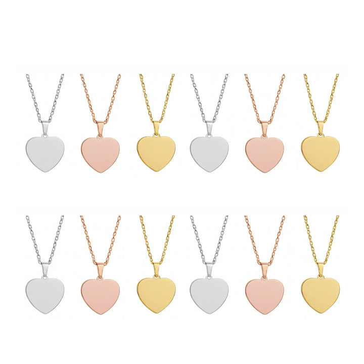 Stainless Steel Heart-Shaped Pendant Necklace (12pcs) by LaserPecker